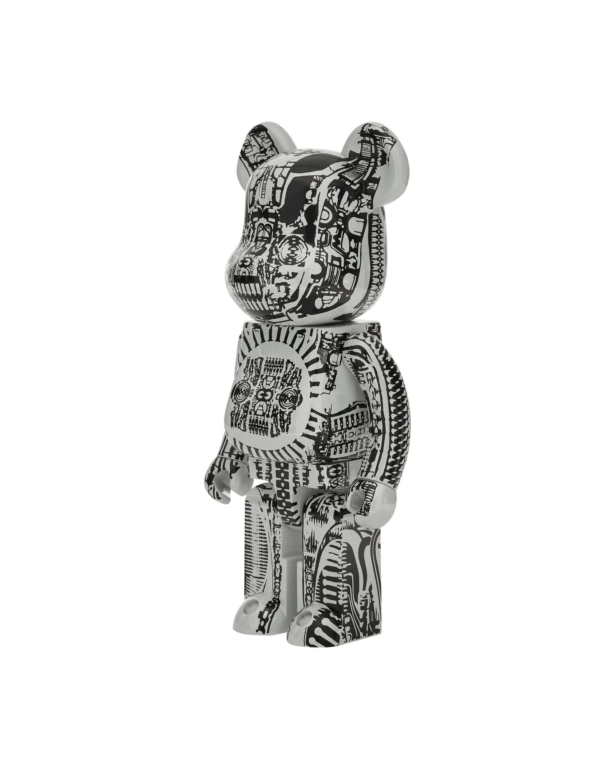 1000% H.R. Giger Chrome Version Be@rbrick White