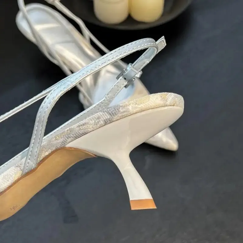 Advbridge  -  NEW Summer Women Sandals Fashion High Heel Singbacks Mules Shoes Ladies Elegant Embroidery Pointed Toe Sandalias Pumps Mujer