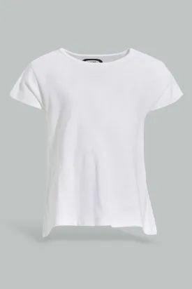 Baby Girls White Basic T-Shirt