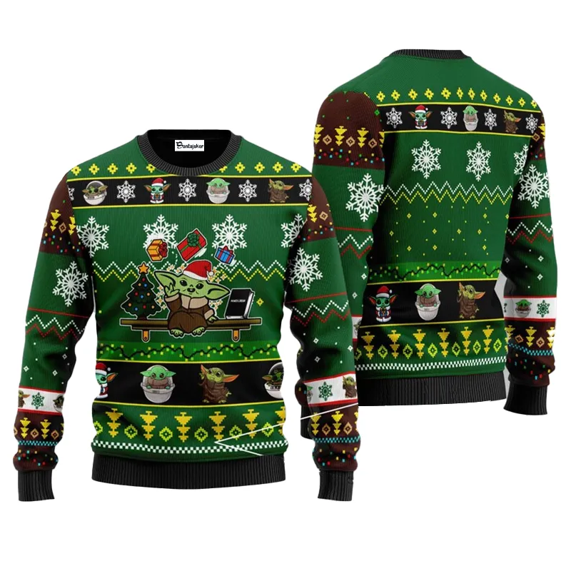 Baby Yoda Christmas Green Ugly Sweater