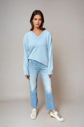 Cooper V Neck Cashmere Jumper Baby Blue