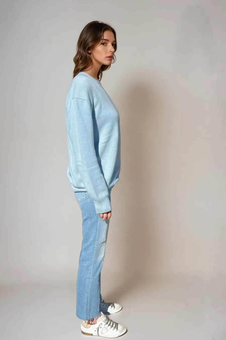 Cooper V Neck Cashmere Jumper Baby Blue