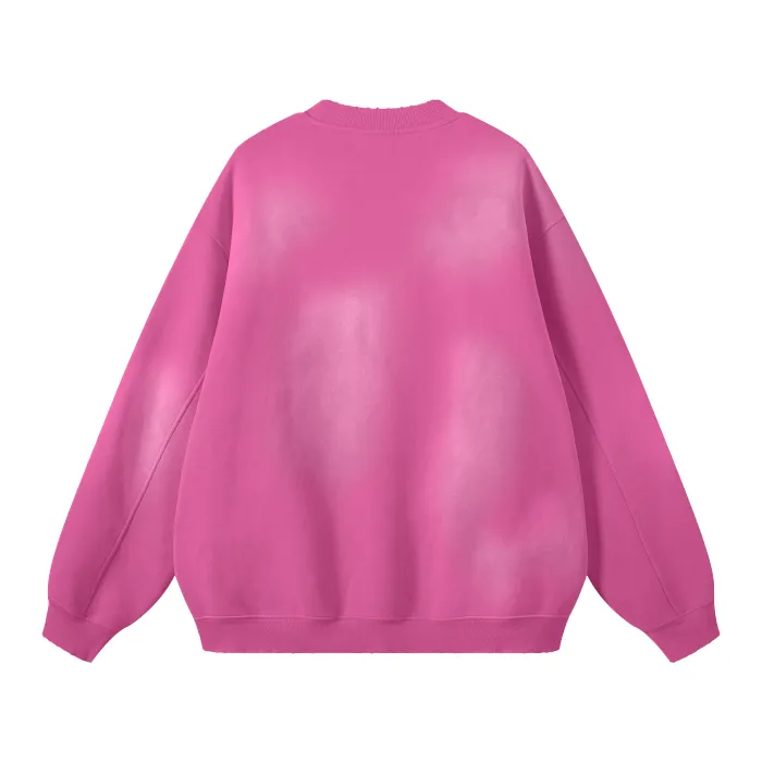 Face It (Camel&Rose)Streetwear Unisex Monkey Washed Dyed Fleece Pullover Sweatshirt