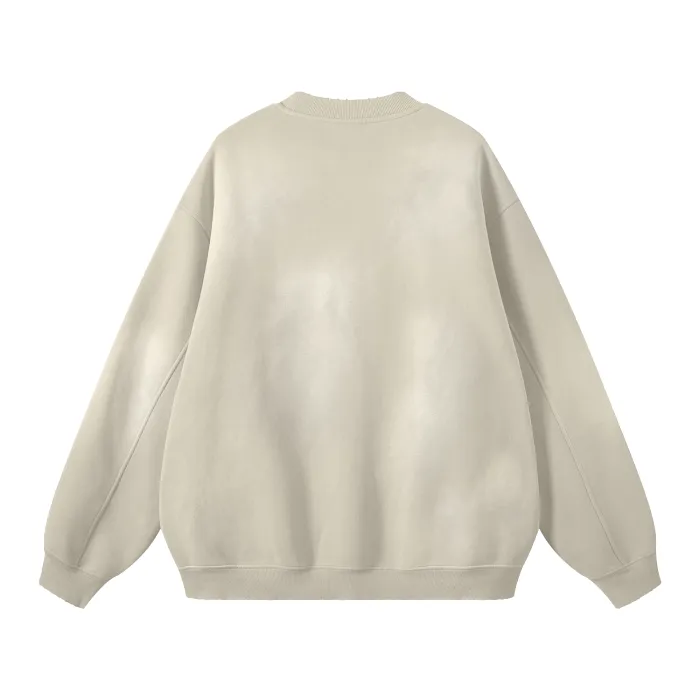 Face It (Camel&Rose)Streetwear Unisex Monkey Washed Dyed Fleece Pullover Sweatshirt