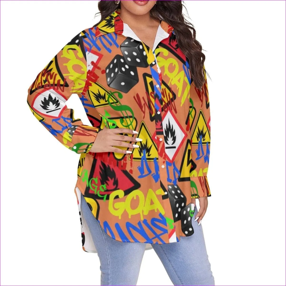 Hazard Womens Button-Up Voluptuous ( ) Plus Size