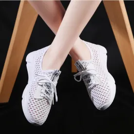 Hollow Out Breathable Fly-knit  Slip On Sneakers
