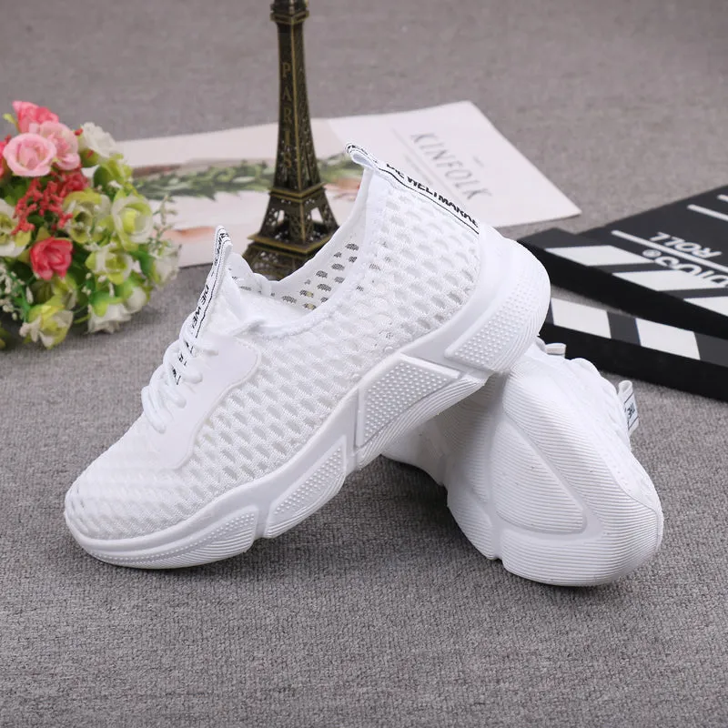 Hollow Out Breathable Fly-knit  Slip On Sneakers