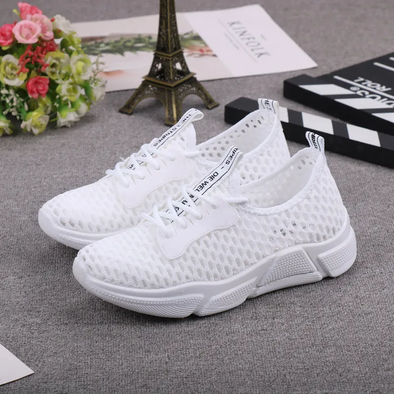Hollow Out Breathable Fly-knit  Slip On Sneakers