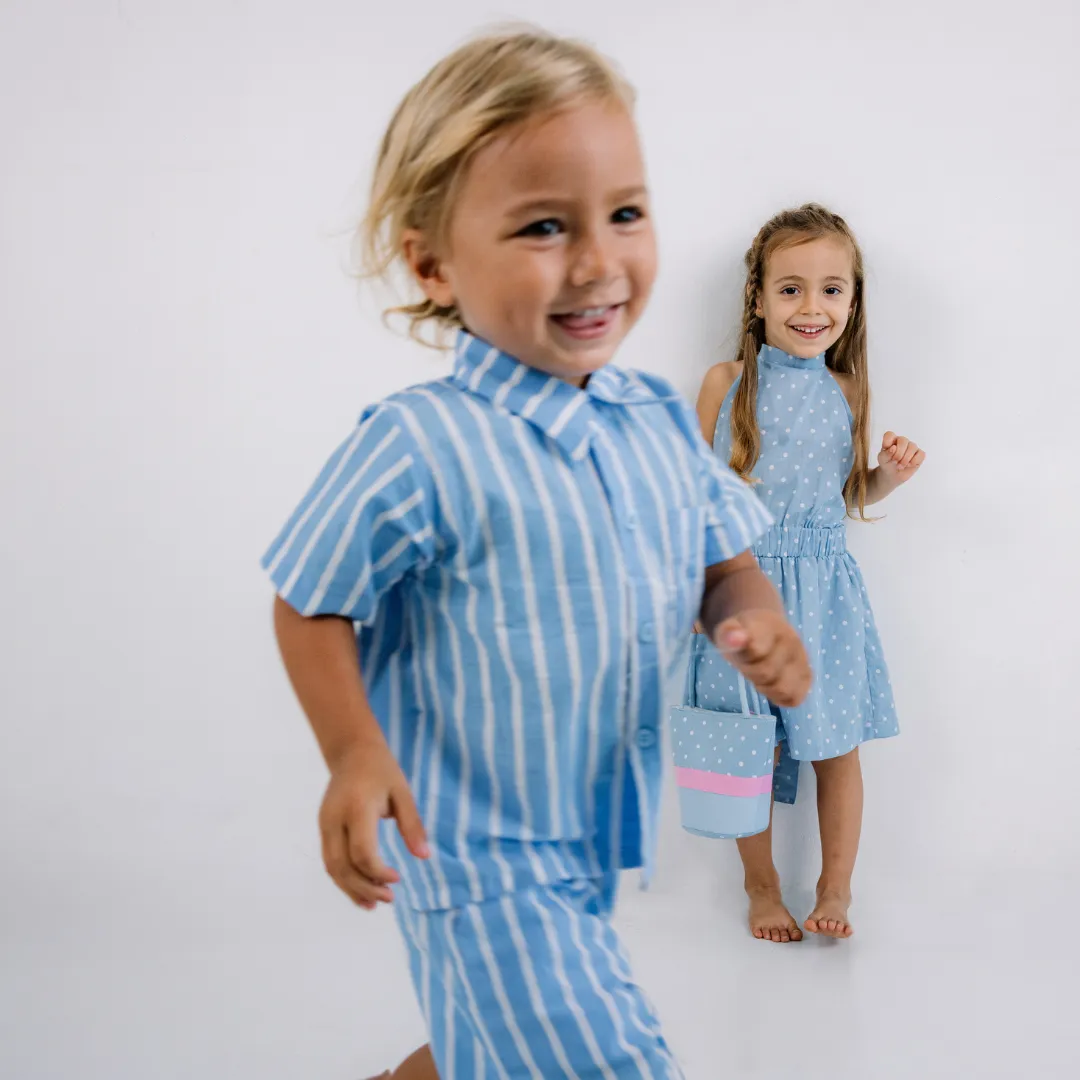 James Set in Cornflower Blue Stripe