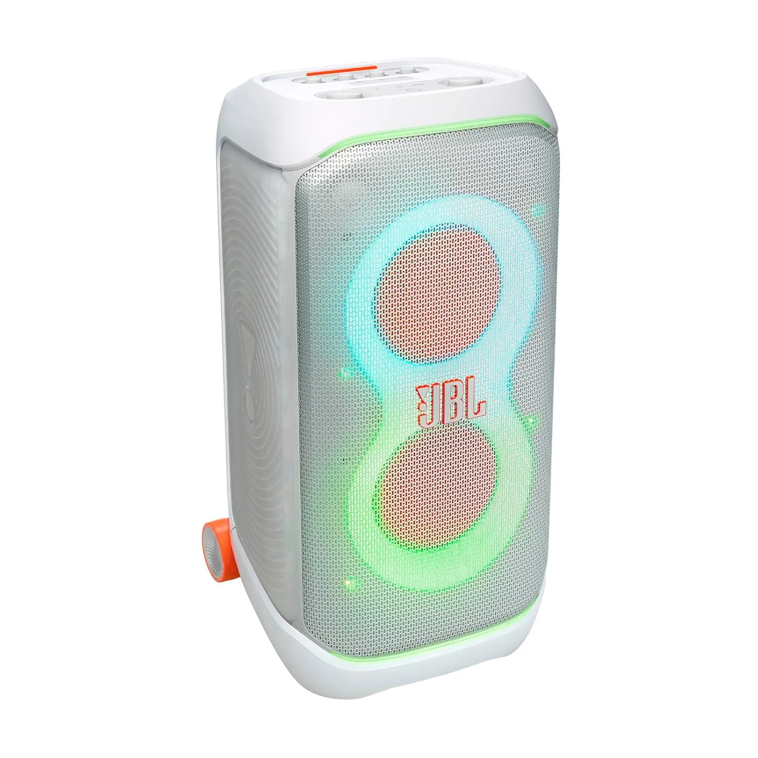 JBL Partybox 320 (White), Portable Bluetooth 240W Party Speaker, AI Sound Boost, Futuristic Light Show Potable With Battery Backup