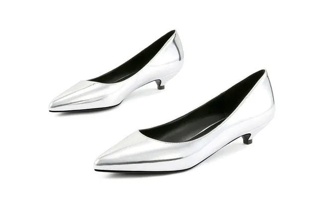 Ladies Shoes Black Pumps Patent Leather 3CM Low Heel Shoe