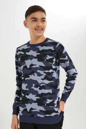 Senior Boys Navy Camo Pullover