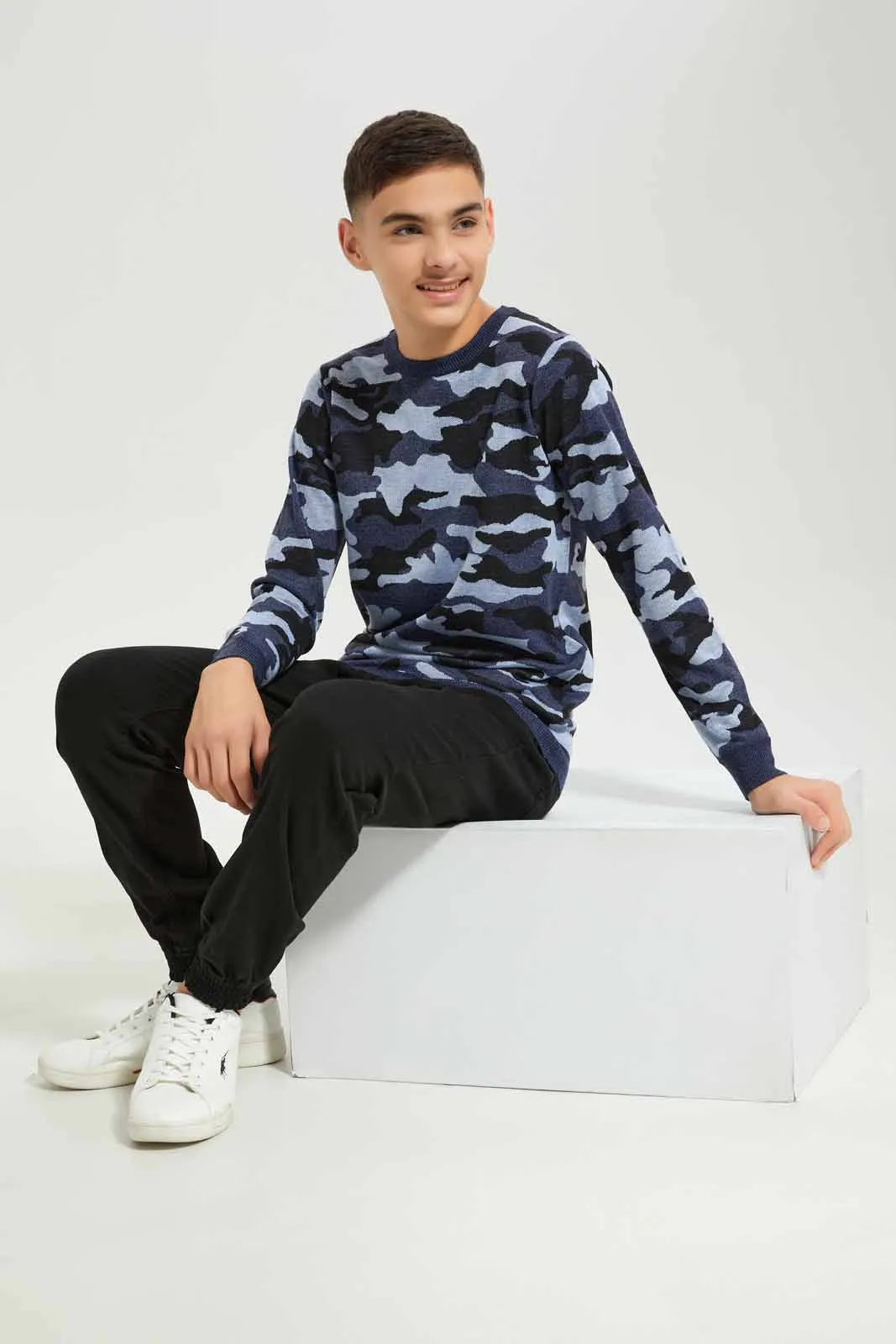 Senior Boys Navy Camo Pullover