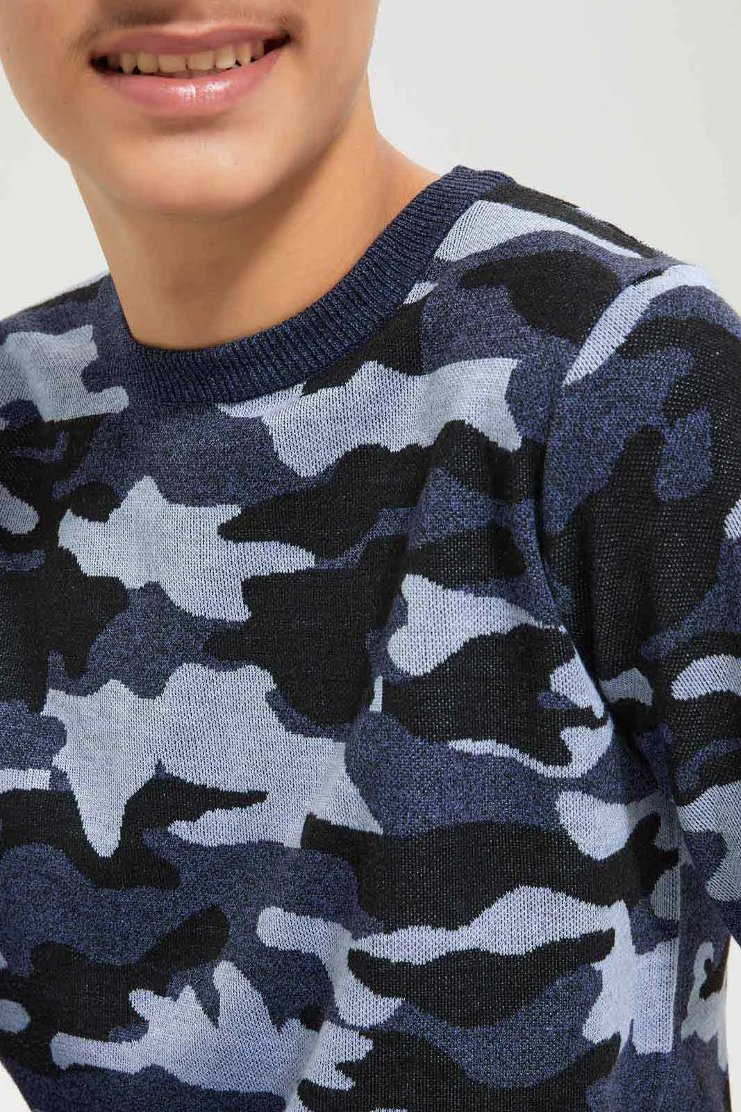 Senior Boys Navy Camo Pullover