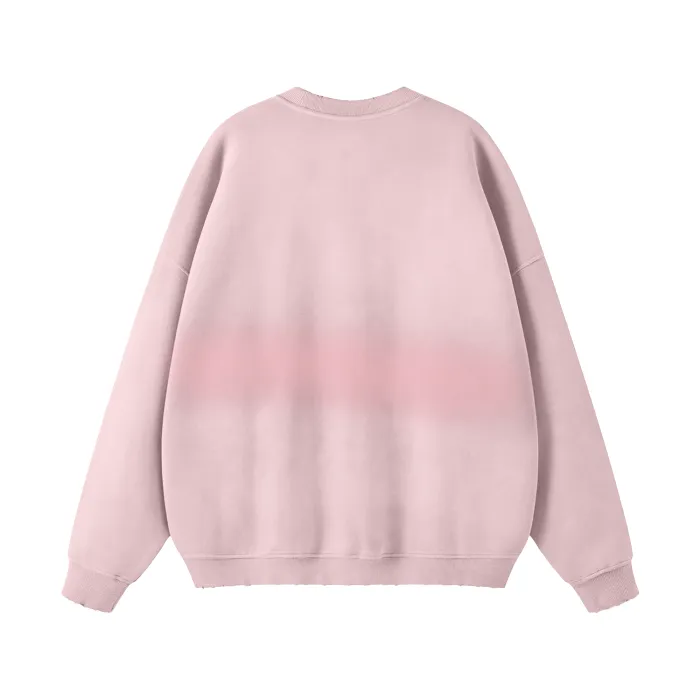 Teddy Rip Word Streetwear Unisex Colored Gradient Washed Effect Pullover