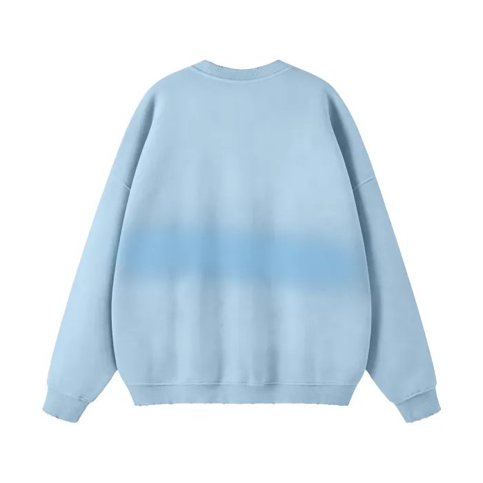 Teddy Rip Word Streetwear Unisex Colored Gradient Washed Effect Pullover