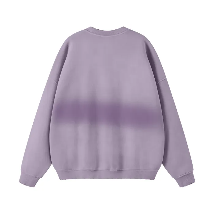 Teddy Rip Word Streetwear Unisex Colored Gradient Washed Effect Pullover
