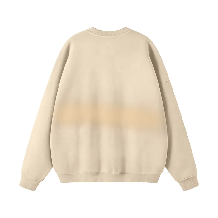 Teddy Rip Word Streetwear Unisex Colored Gradient Washed Effect Pullover
