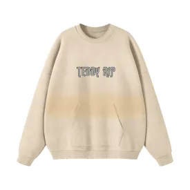 Teddy Rip Word Streetwear Unisex Colored Gradient Washed Effect Pullover