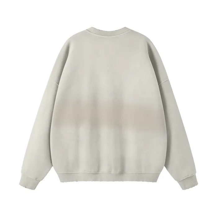 Teddy Rip Word Streetwear Unisex Colored Gradient Washed Effect Pullover