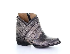 Women's Circle G Black Zipper & Studded Straps Bootie